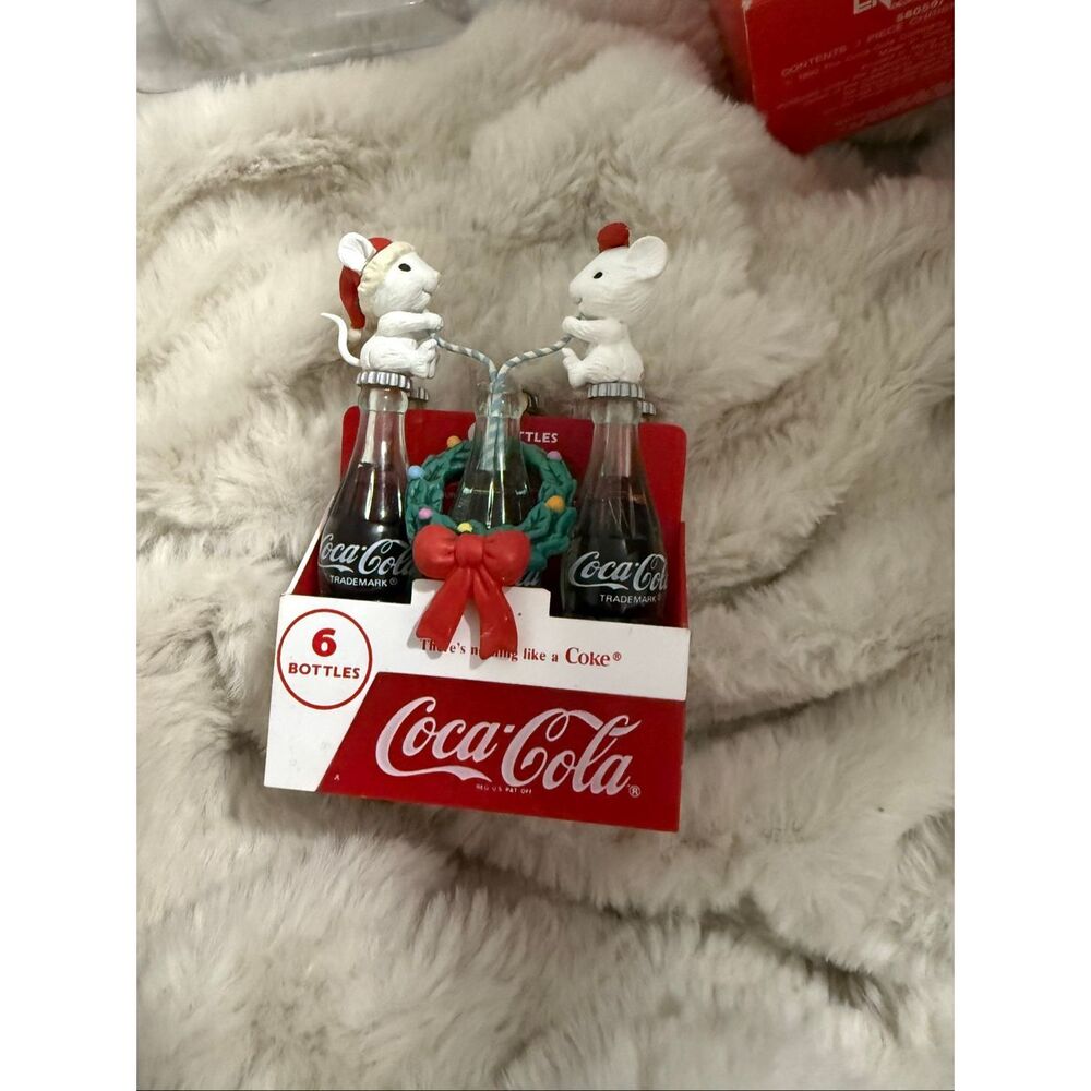 Vtg 1991 Enesco COCA-COLA 'Things Go Better With Coke' Christmas Ornament Mice